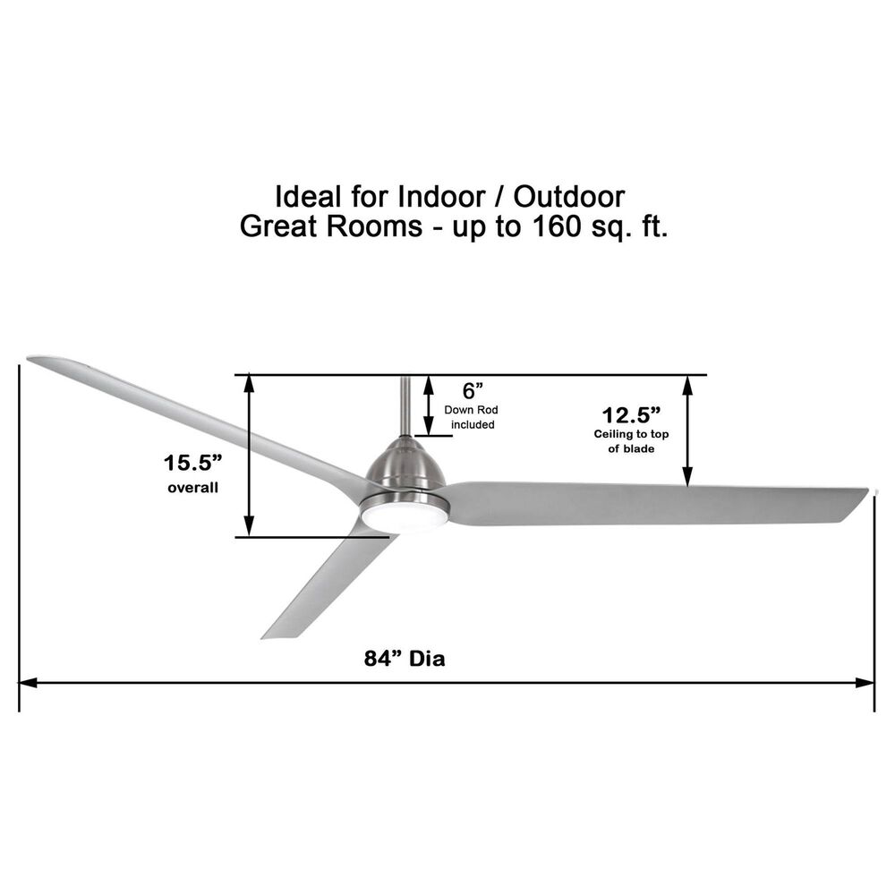 Minka-Aire Java Xtreme 84" Indoor/Outdoor LED Smart Ceiling Fan in Brushed Nickel Wet, , large