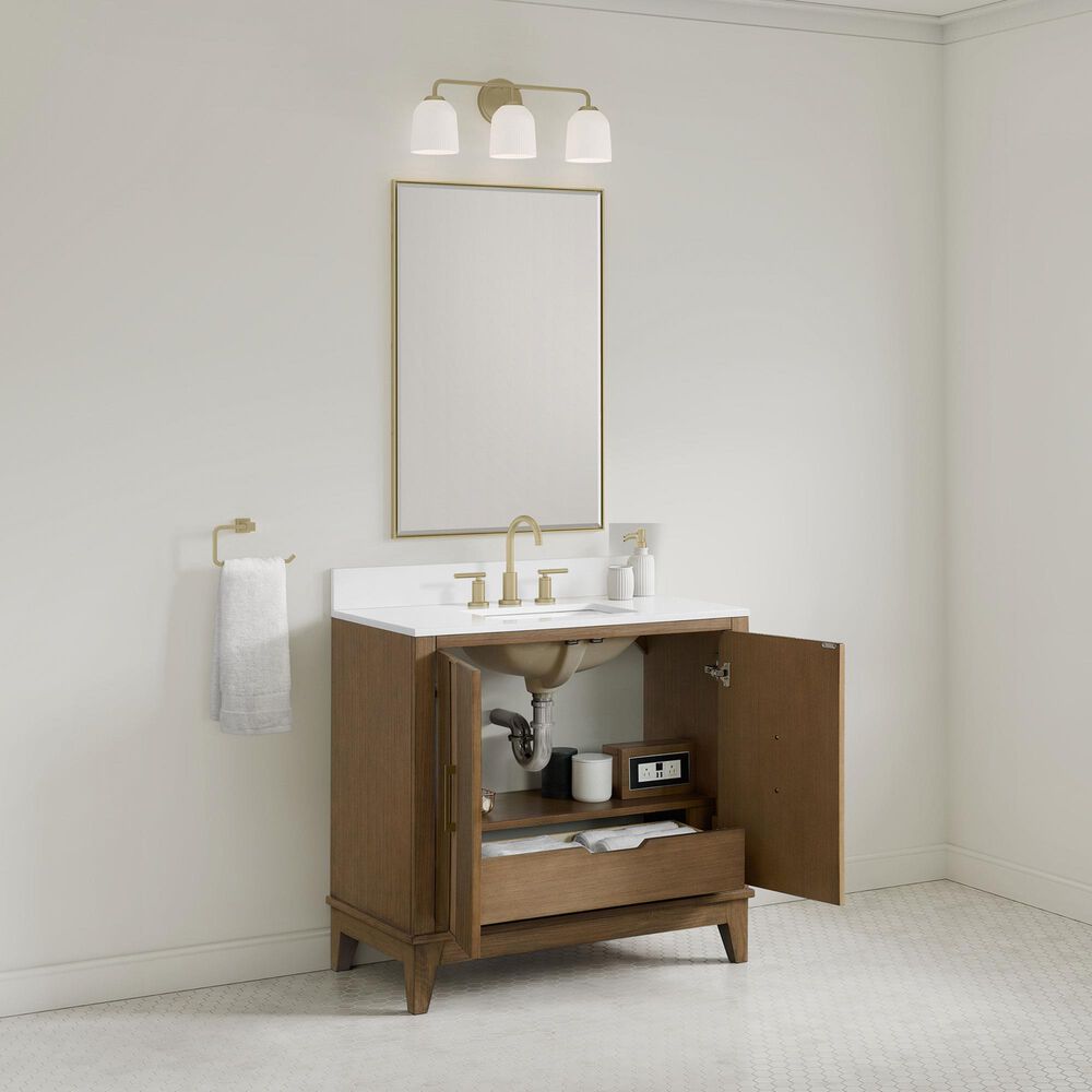 37B Fenwick 36" Single Bathroom Vanity in Kona with Glossy White Composite Stone Top and Backsplash, , large