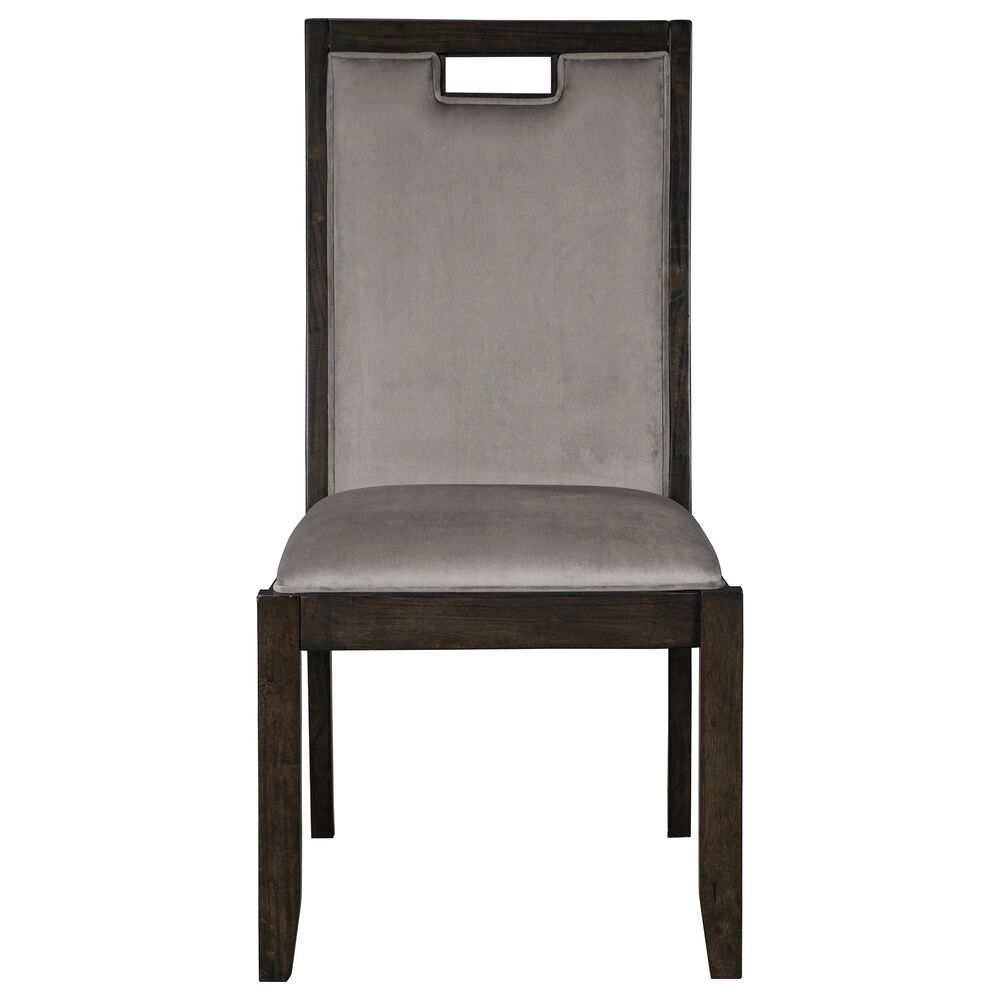 Ashley Hyndell Upholstered Side Chair with Faux Velvet Upholstery in Dark Brown Finish, , large