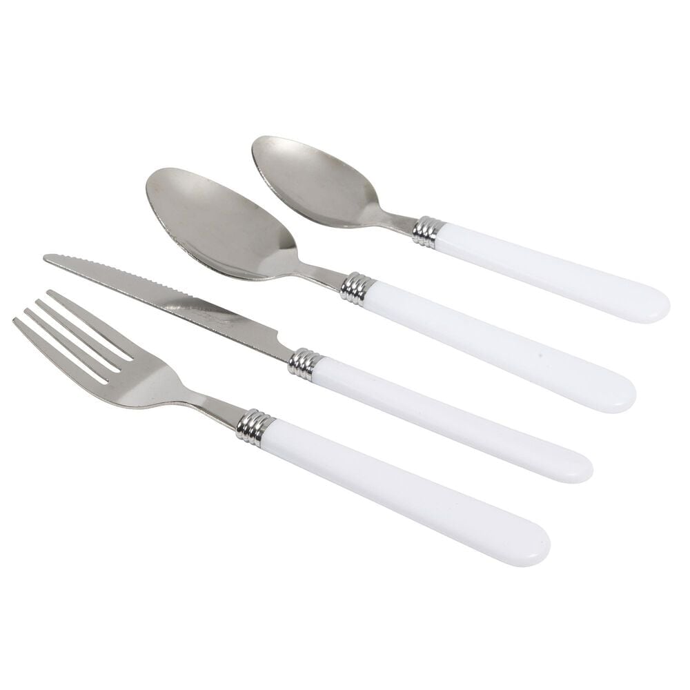 Gibson Homewares Sensations II 16-Piece Flatware Set with Chrome Wire Caddy in White, , large