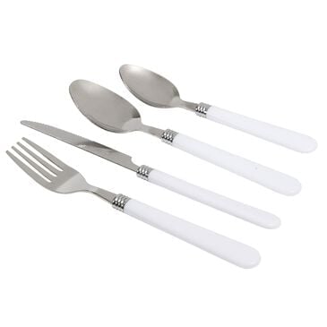 Gibson Homewares Sensations II 16-Piece Flatware Set with Chrome Wire Caddy in White, , large