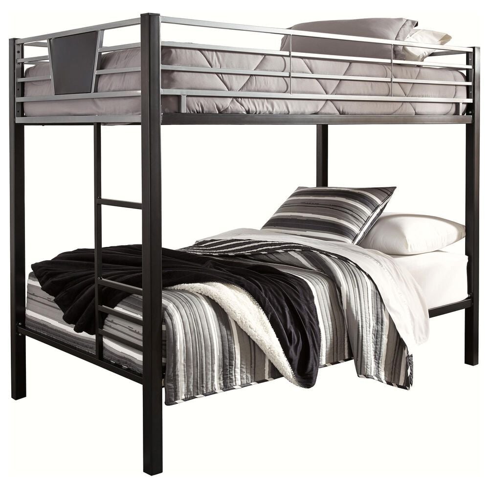 Ashley Dinsmore Twin over Twin Bunk Bed with Ladder in Black/Gray, , large
