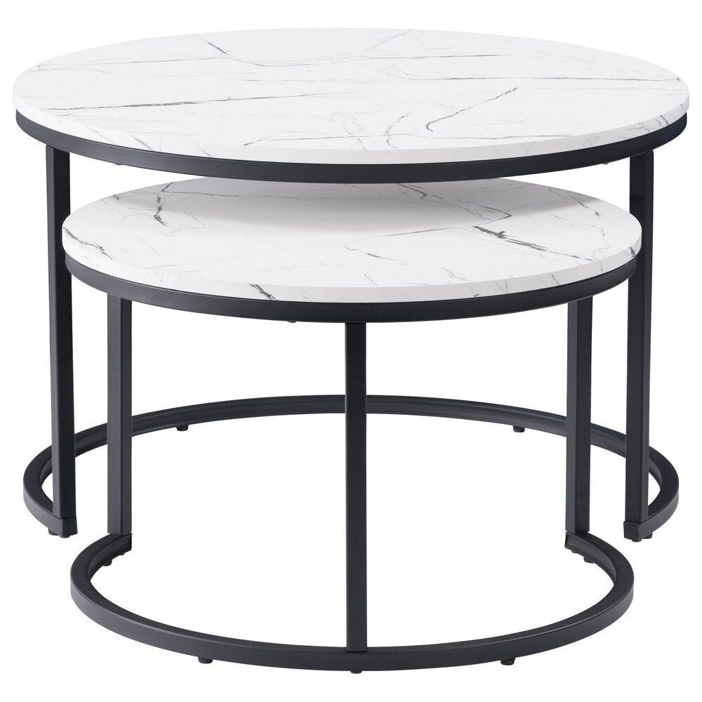 CorLiving Fort Worth Nesting Coffee Tables in White and Black &#40;Set of 2&#41;, , large