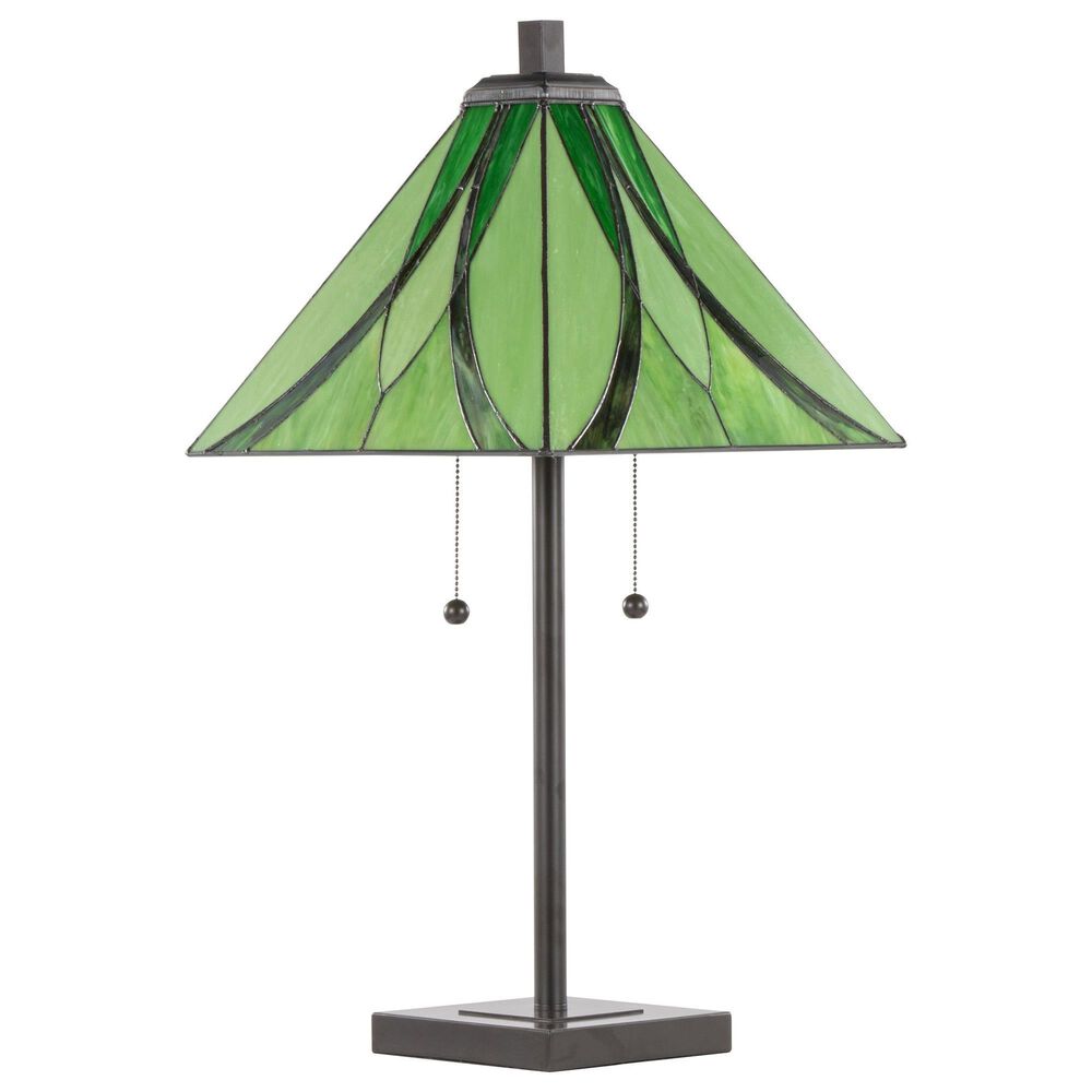 LumiSource Ren Table Lamp with Green Glass Shade in Oil Rubbed Bronze, , large