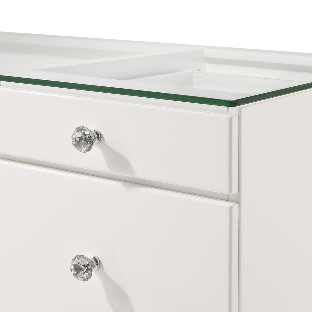 Crown Mark Avery Vanity Set with Stool in White, , large