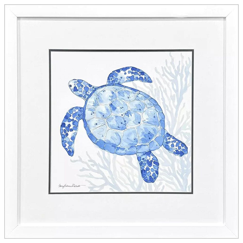 Paragon 29" Square Indigo Ocean Turtle Wall Art in Blue, , large