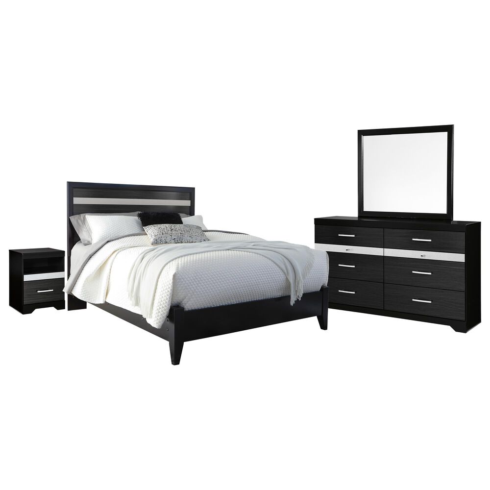 Signature Design by Ashley Starberry 4 Piece Queen Panel Bedroom Set in Black and Silvertone, , large