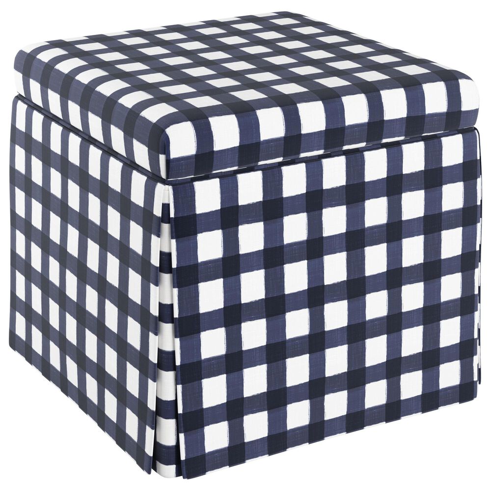Skyline Furniture Storage Ottoman in Buffalo Gingham Blue, , large