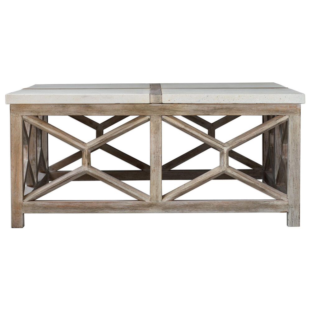 Uttermost Catali 40&quot; Square Coffee Table in Light Wood and Grey, , large