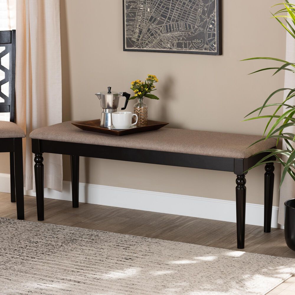 Baxton Studio Giovanni Dining Bench in Dark Brown, , large