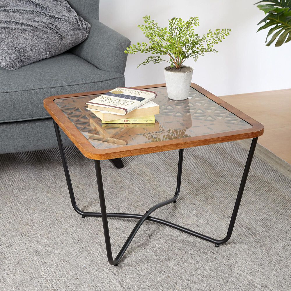 Hearth and Haven Modern Square Coffee Table in Brown and Black, , large