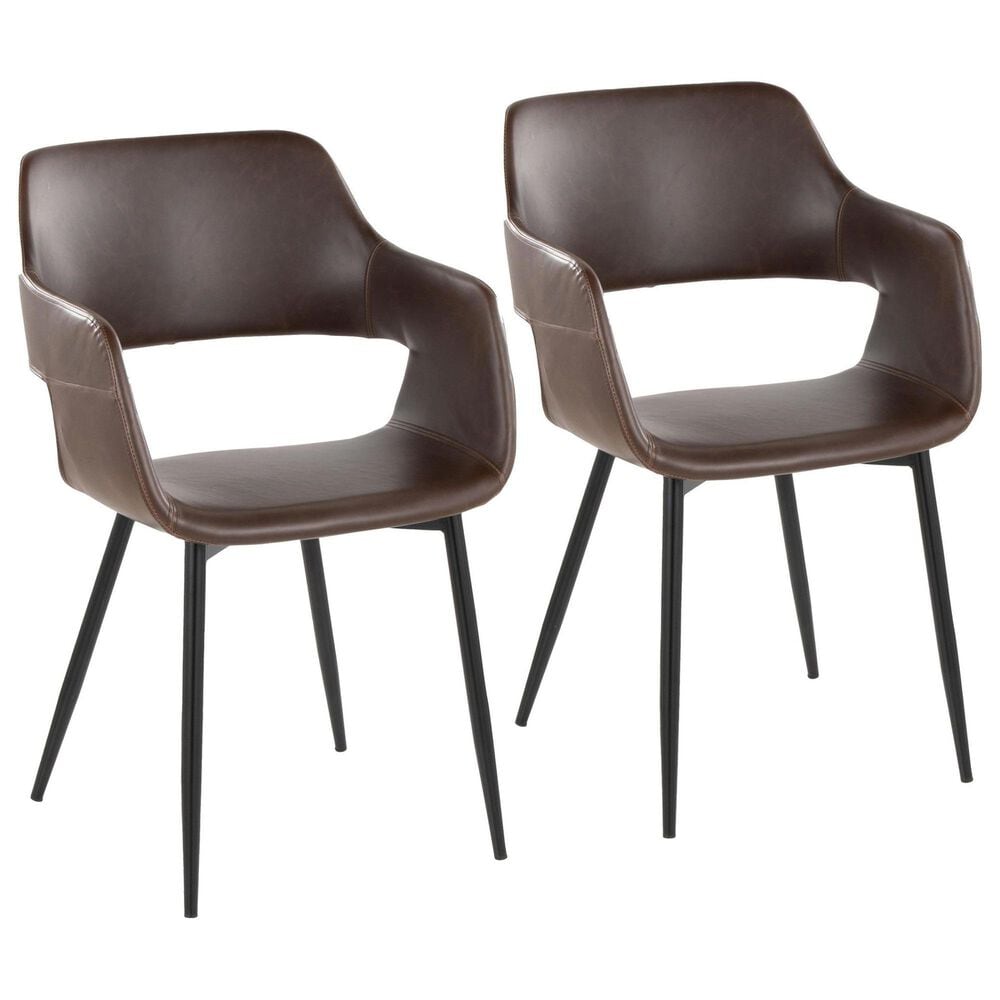 LumiSource Margarite Contemporary Dining/accent Chair in Black Metal and Espresso Faux Leather by LumiSource - Set of 2, , large