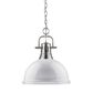 Golden Lighting Duncan 1-Light Pendant with Chain in Pewter with a White Shade, , large