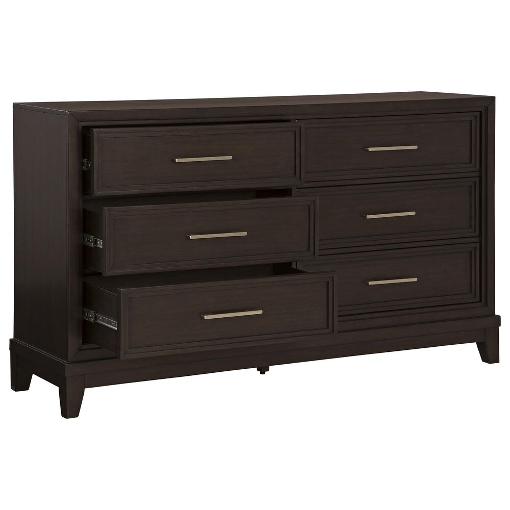Ashley Neymorton 6-Drawer Dresser and Mirror in Dark Grayish Brown, , large