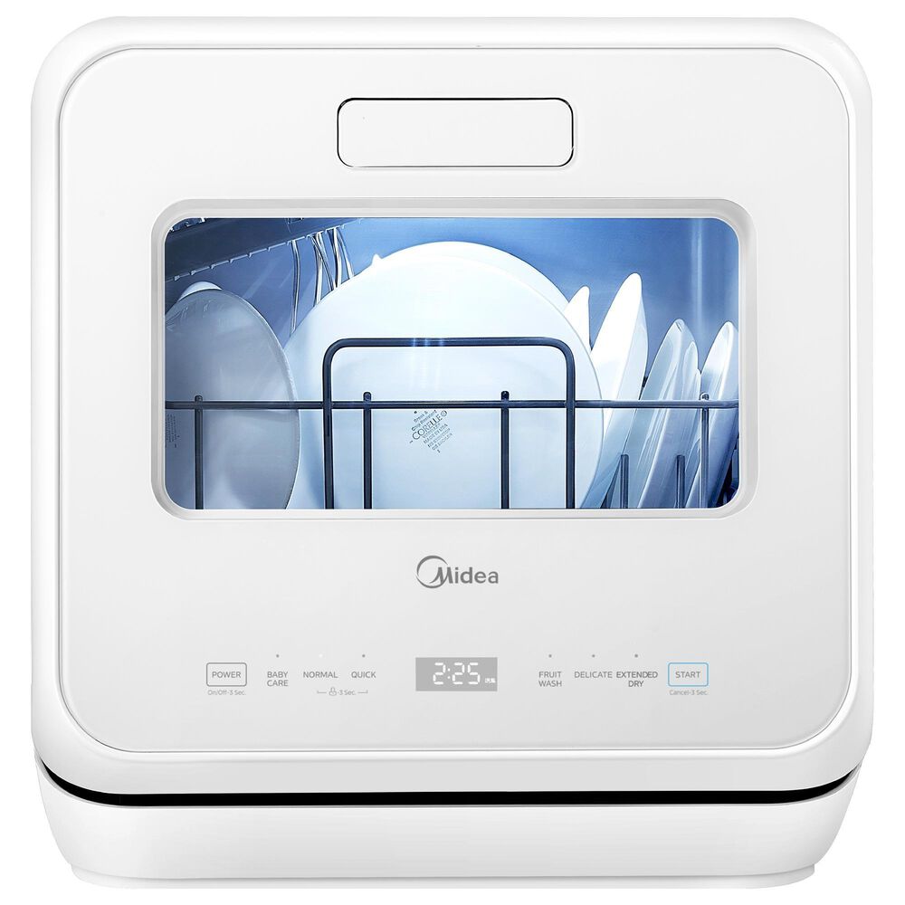 Midea 17" Portable Countertop Dishwasher with 5L Built-in Water Tank in White, , large