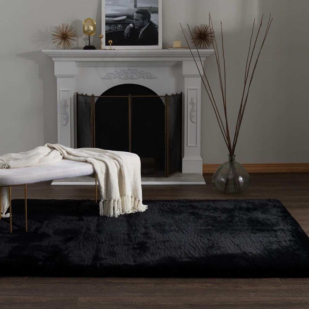 Central Oriental Ultimate Angora Black 7'6" x 9'6" Area Rug, , large