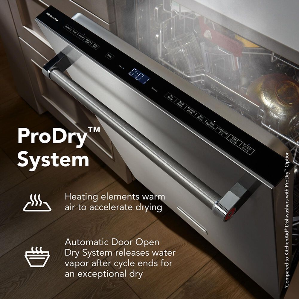 KitchenAid 24&quot; Built-In Bar Handle Third Rack Dishwasher with Stemware Shield and Stemware Clips in PrintShield Stainless Steel, , large