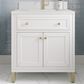 James Martin Vanities Chicago 30" Single Bathroom Vanity in Glossy White with Single Hole 3 cm White Zeus Quartz Top and Rectangular Sink, , large