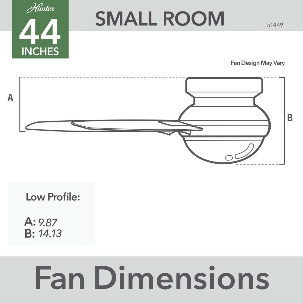 Hunter Aren Low Profile 44&quot; Ceiling Fan with LED Lights in Brushed Nickel, , large