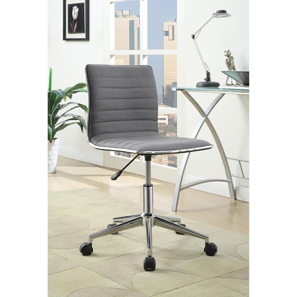 Pacific Landing Sleek Office Chair with Grey Cushion in Chrome, , large