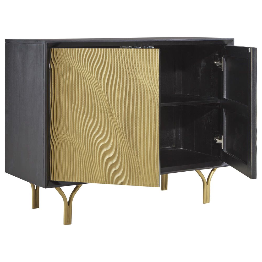 Ashley Tayner Accent Cabinet in Black and Gold, , large