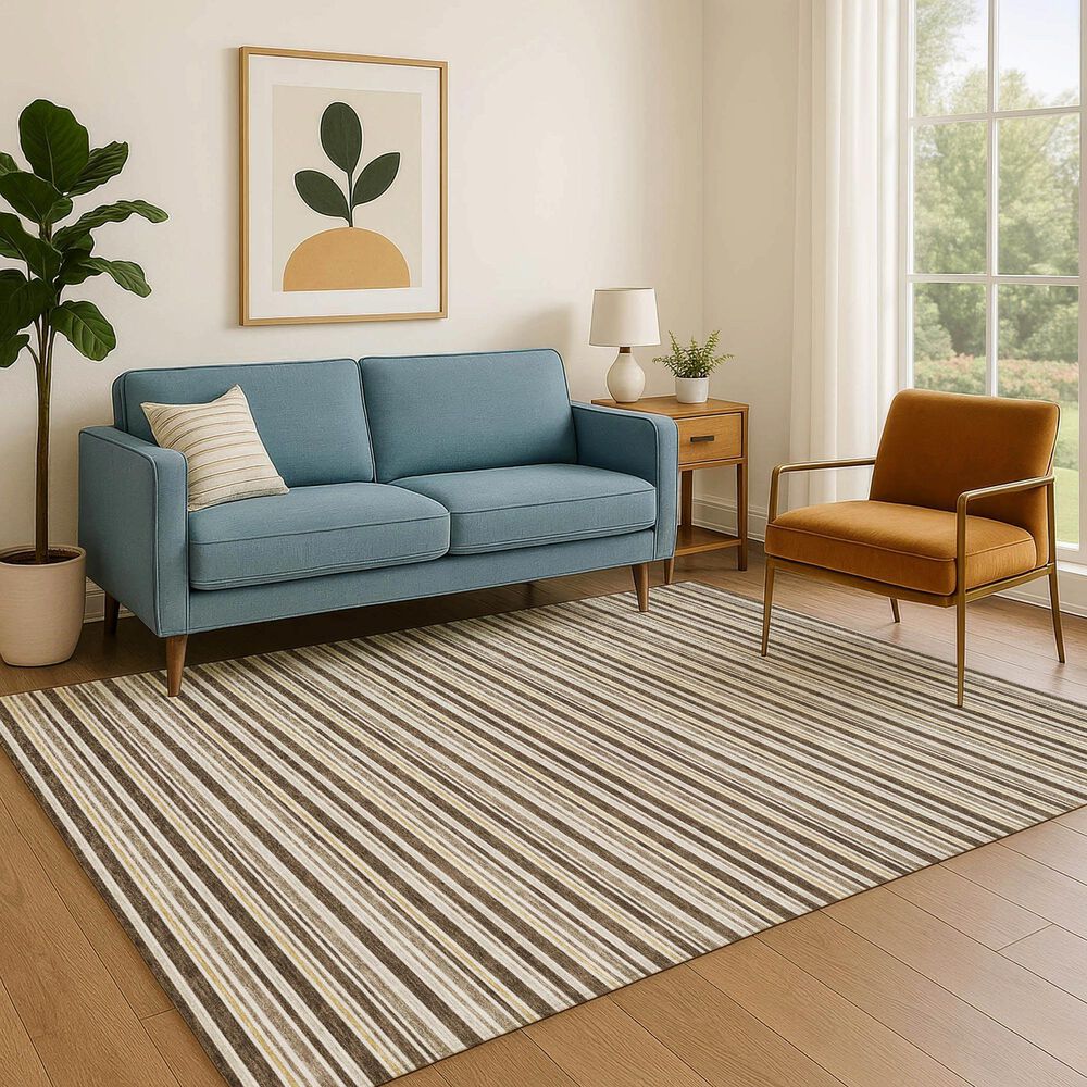 Dalyn Rug Company Soft Essentials Striped Chocolate 8' x 10' Indoor/Outdoor Area Rug, , large