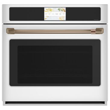Cafe 30"" Built-In Convection Single Wall Oven with Brushed Bronze Handle in Matte White, , large