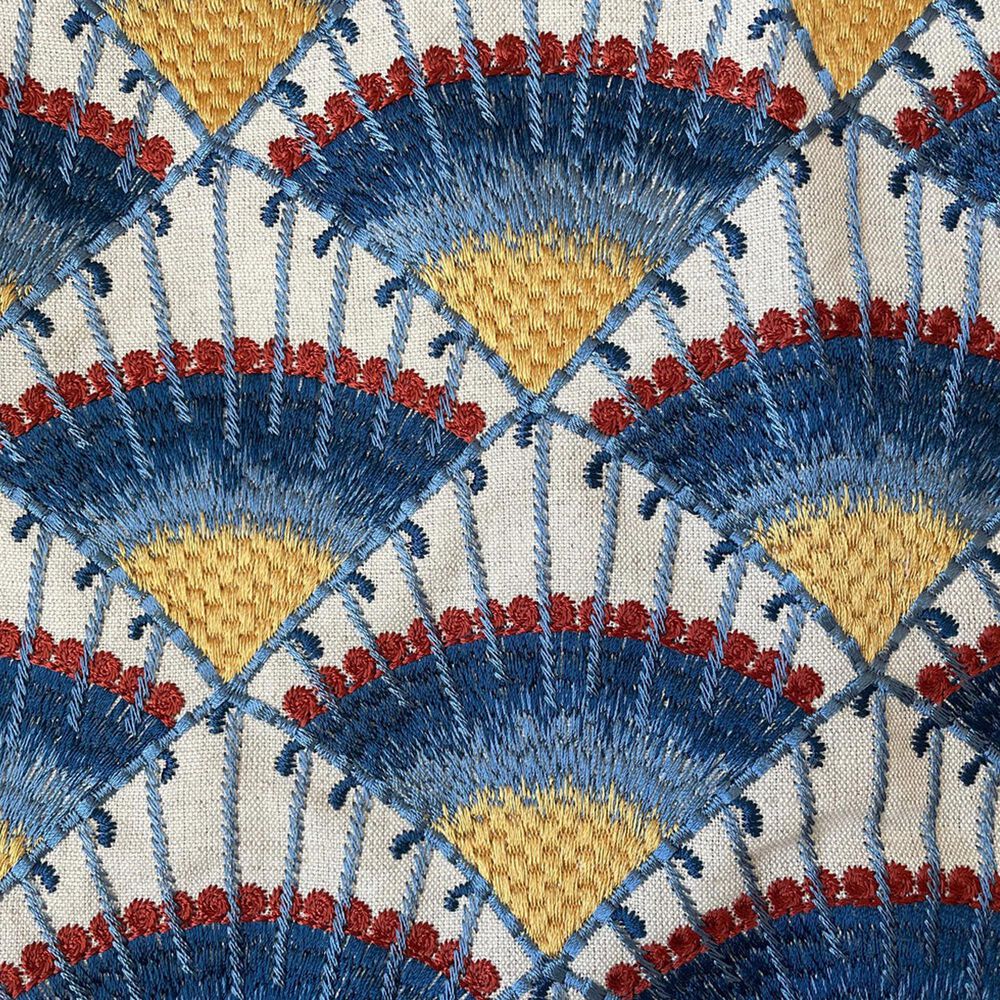 Ann Gish Maiolica 96&quot; x 50&quot; Throw in Blues, Yellow and Red, , large