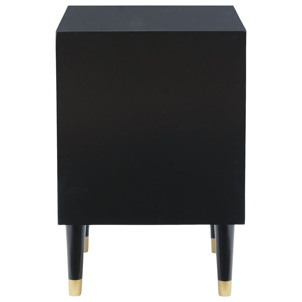 Linon Home Decor Geo 2-Drawer Texture Nightstand in Black and Gold, , large