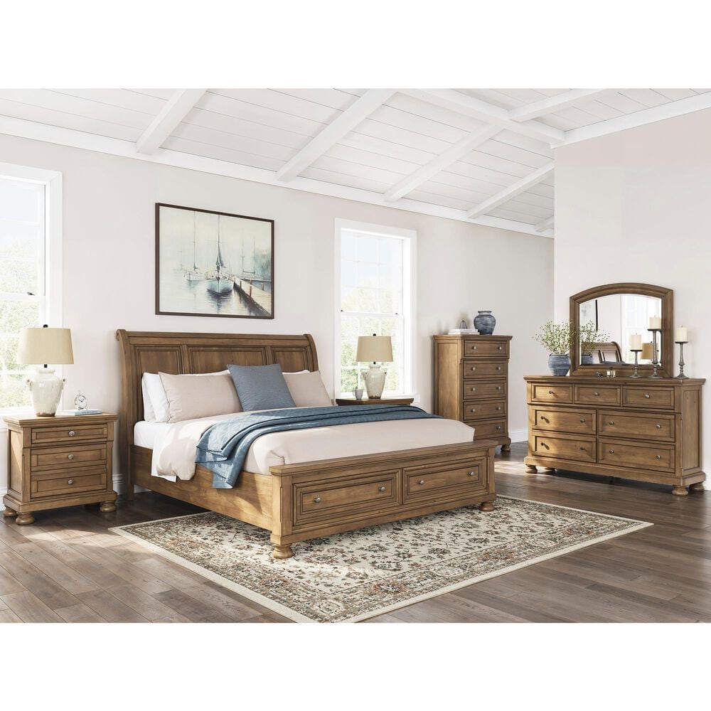 Ashley Feddinger 4-Piece King Storage Bedroom Set in Chestnut Brown, , large