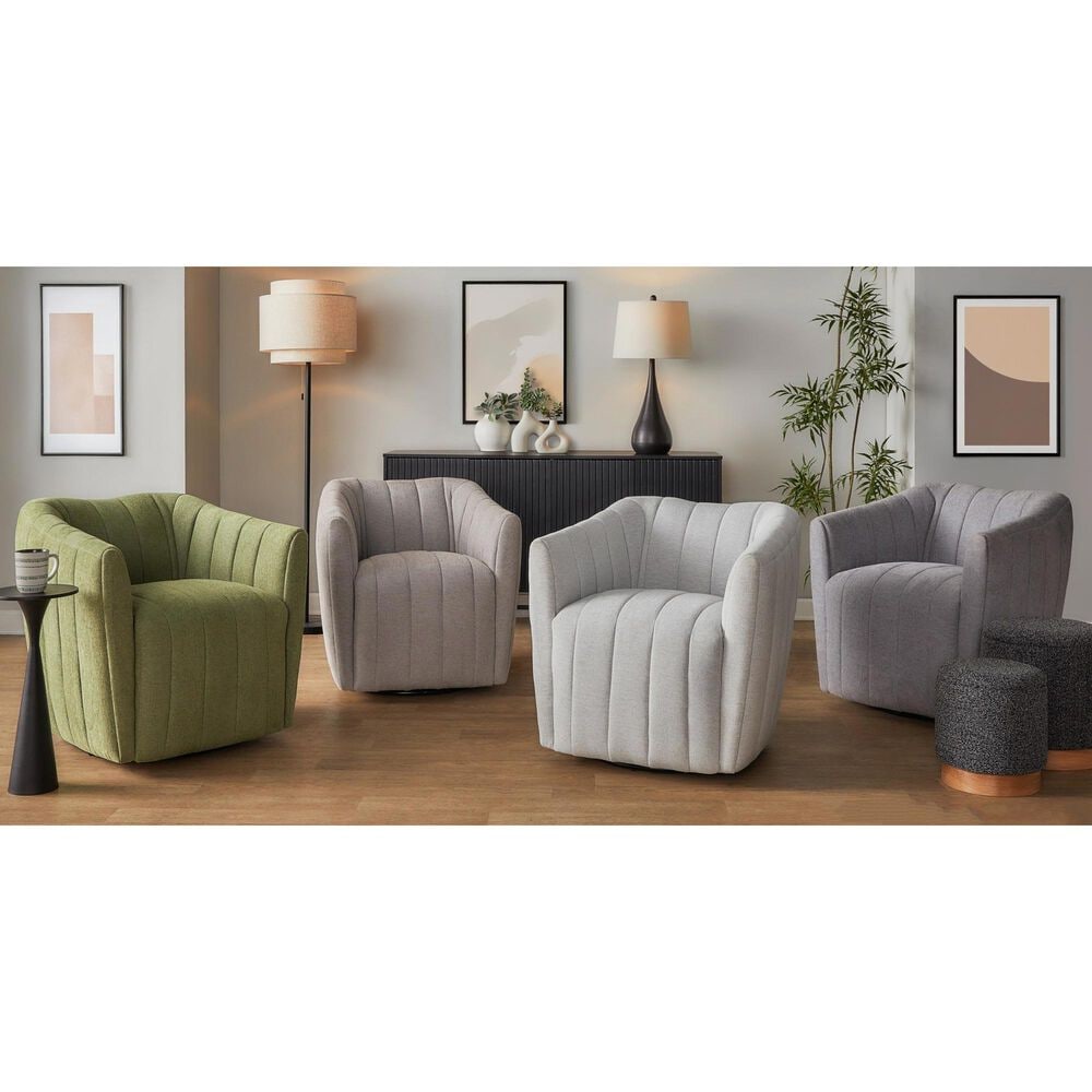LumiSource Finley Swivel Accent Chair in Green, , large