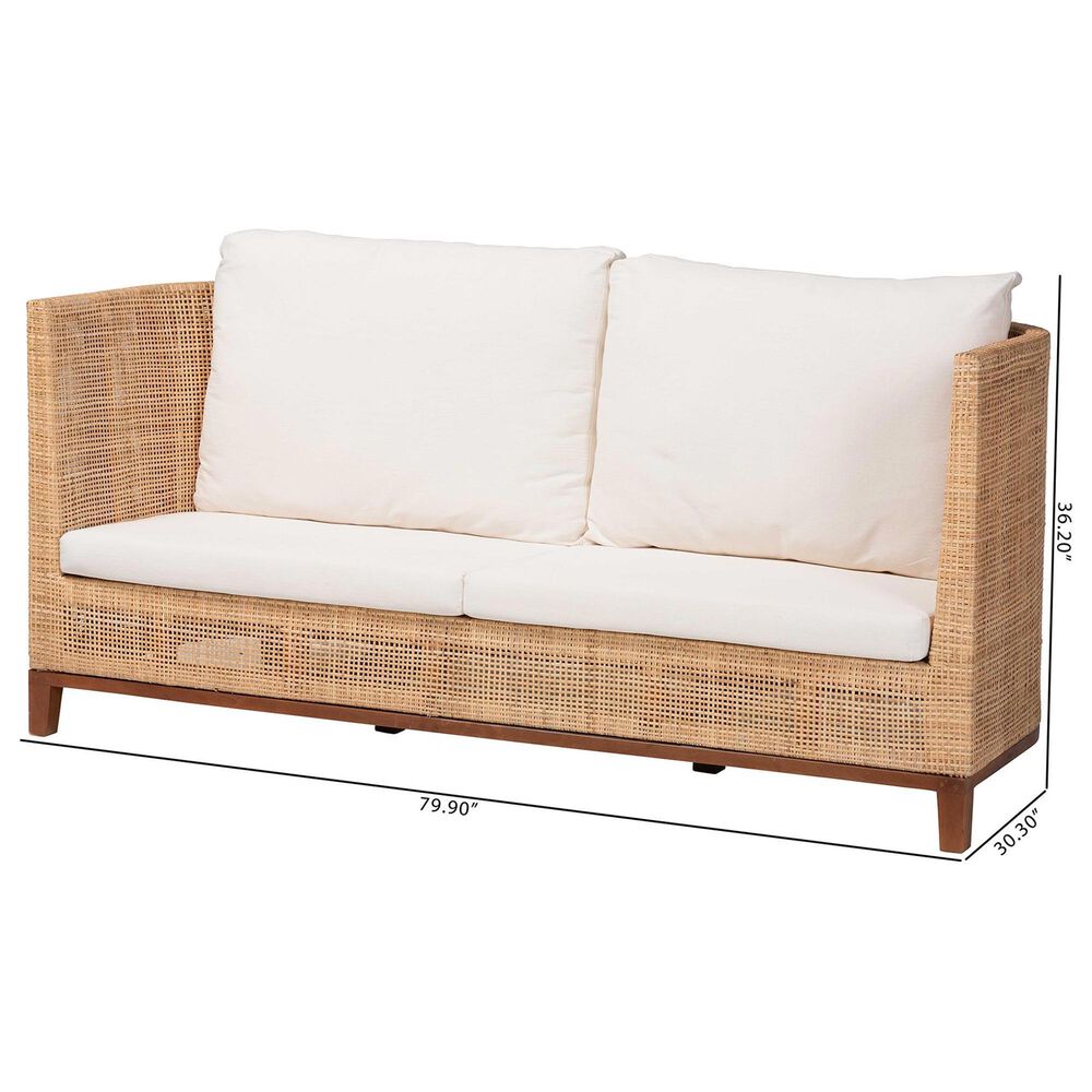 Baxton Studio Edda Stationary Sofa with Natural Rattan in Neutral, , large