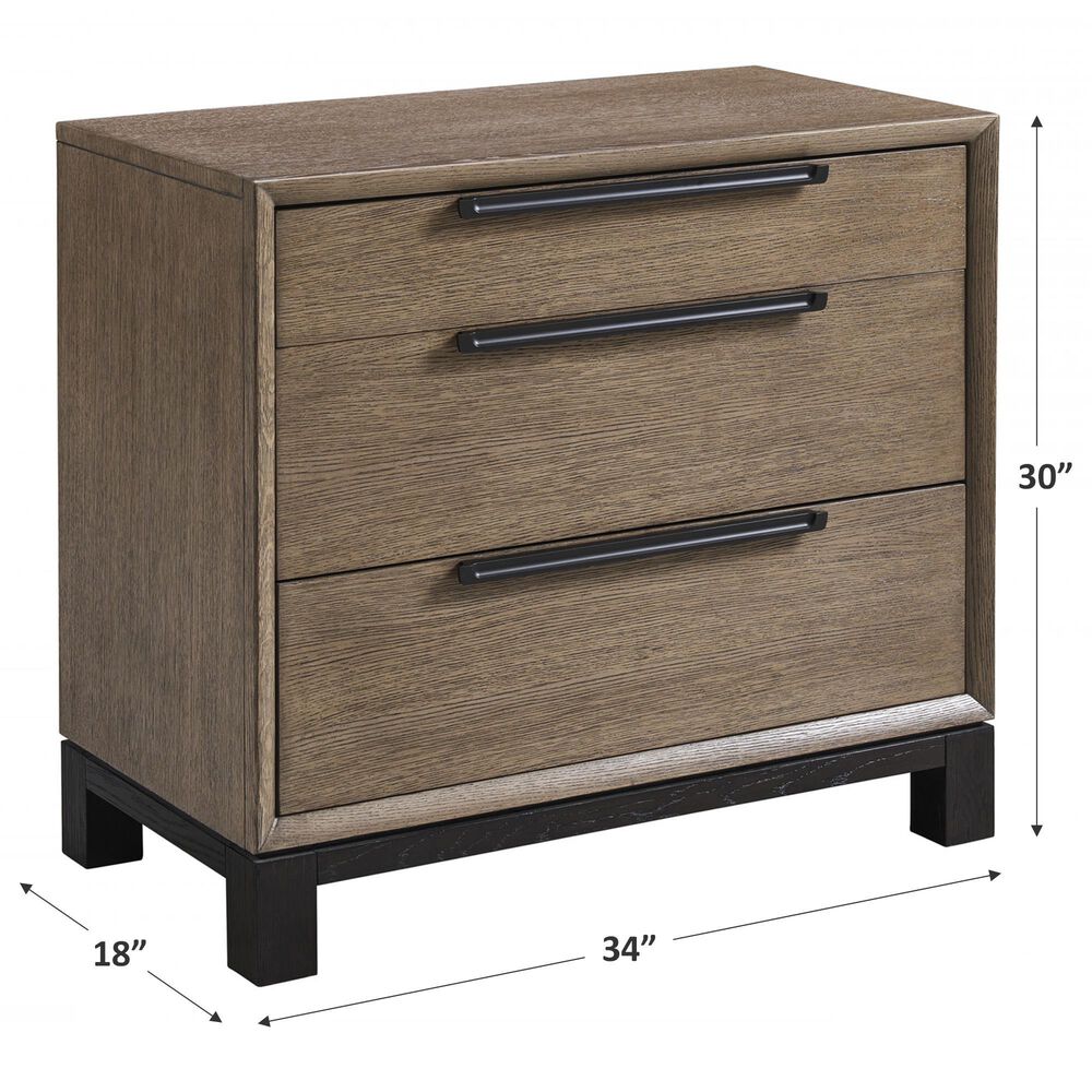 Lexington Furniture Zanzibar Rutledge 3-Drawer Nightstand in Medium Taupe, Espresso and Dark Umber, , large