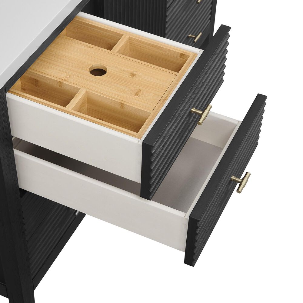 James Martin Vanities Myrrin 48&quot; Vanity in Carbon Oak with 3 cm Arctic Fall Solid Surface Top, , large