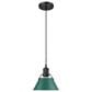 Golden Lighting Orwell 1-Light Small Pendant with Pine Green Shade in Matte Black, , large