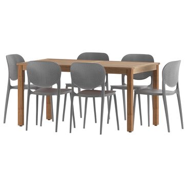 Amazonia Orlando 7-Piece Patio Dining Set with 59" Table in Brown and Grey, , large