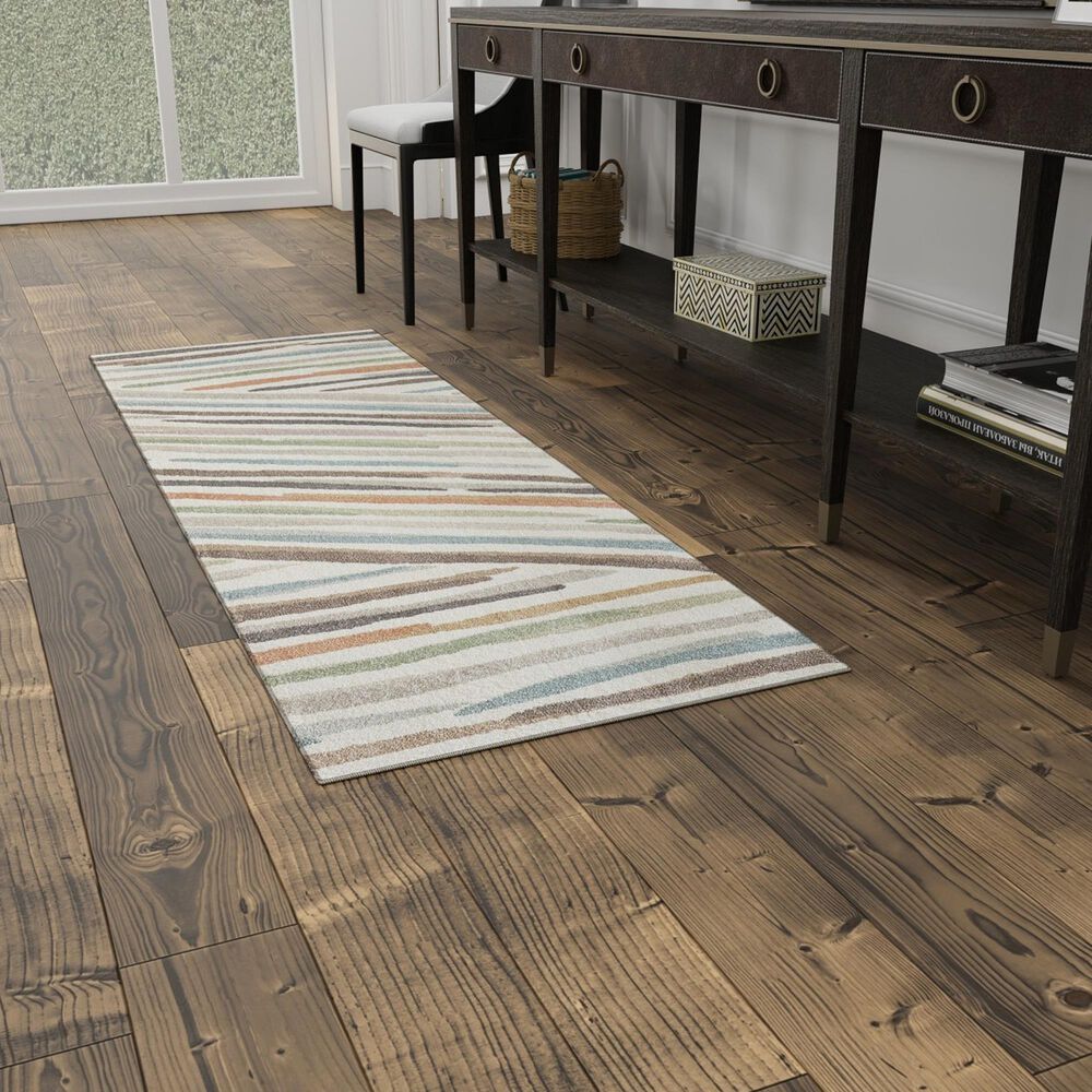 Feizy Eden Striped Ivory and Multicolor 2&#39;6&quot; x 7&#39;3&quot; Runner, , large