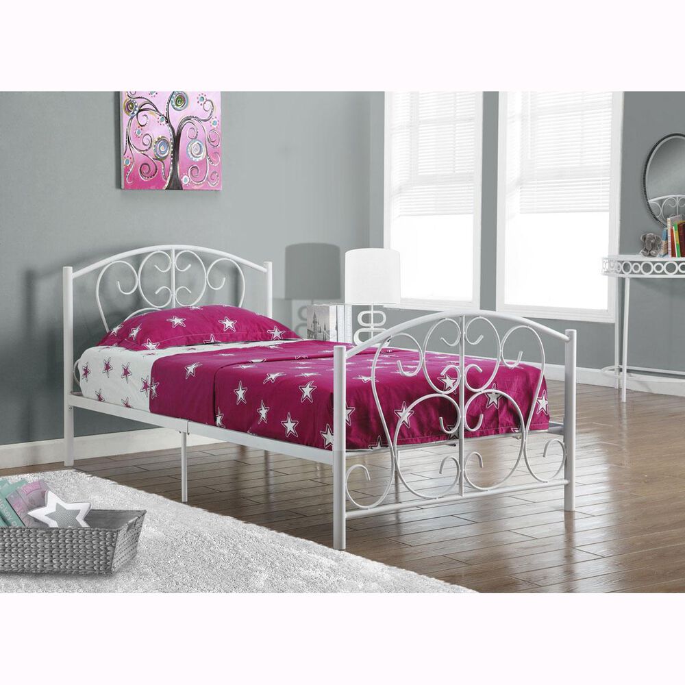 Monarch Specialties Metal Twin Size Bed Frame In White Nebraska Furniture Mart monarch specialties metal twin size bed frame in white nfm