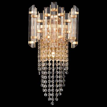 Claxy Brass Wall Sconce Glass and Crystal Light in Brass, , large
