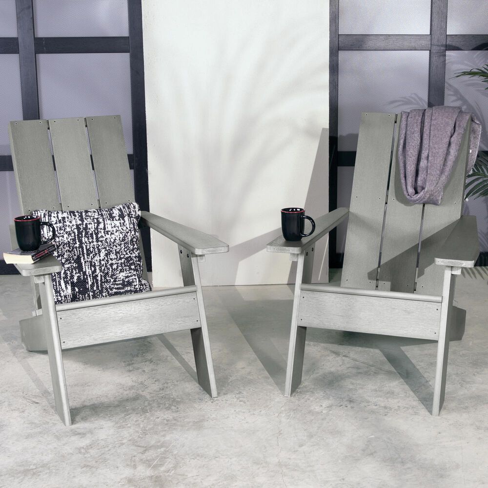 Highwood USA 2 Italica Modern Adirondack Chairs in Coastal Teak , , large