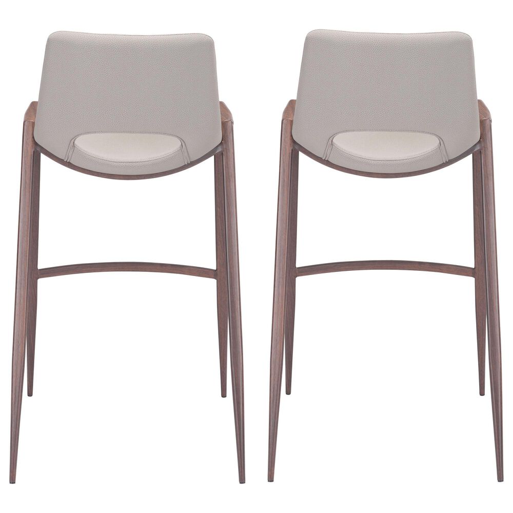 Zuo Modern Desi Bar Chair in Beige and Dark Brown &#40;Set of 2&#41;, , large