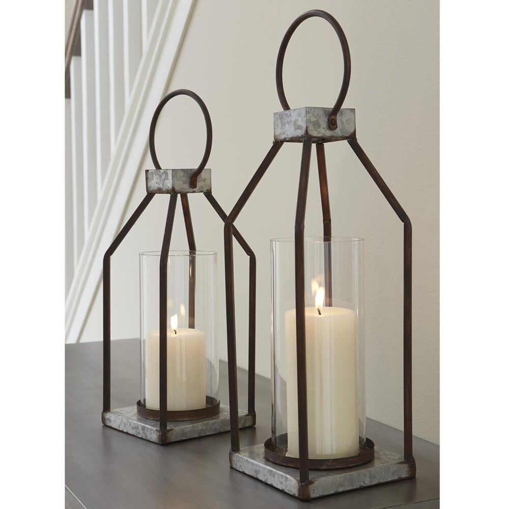 Ashley Diedrick 2-Piece Lantern Set in Gray/Black, , large
