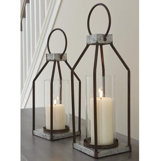 Signature Design by Ashley Diedrick 2-Piece Lantern Set in Gray/Black