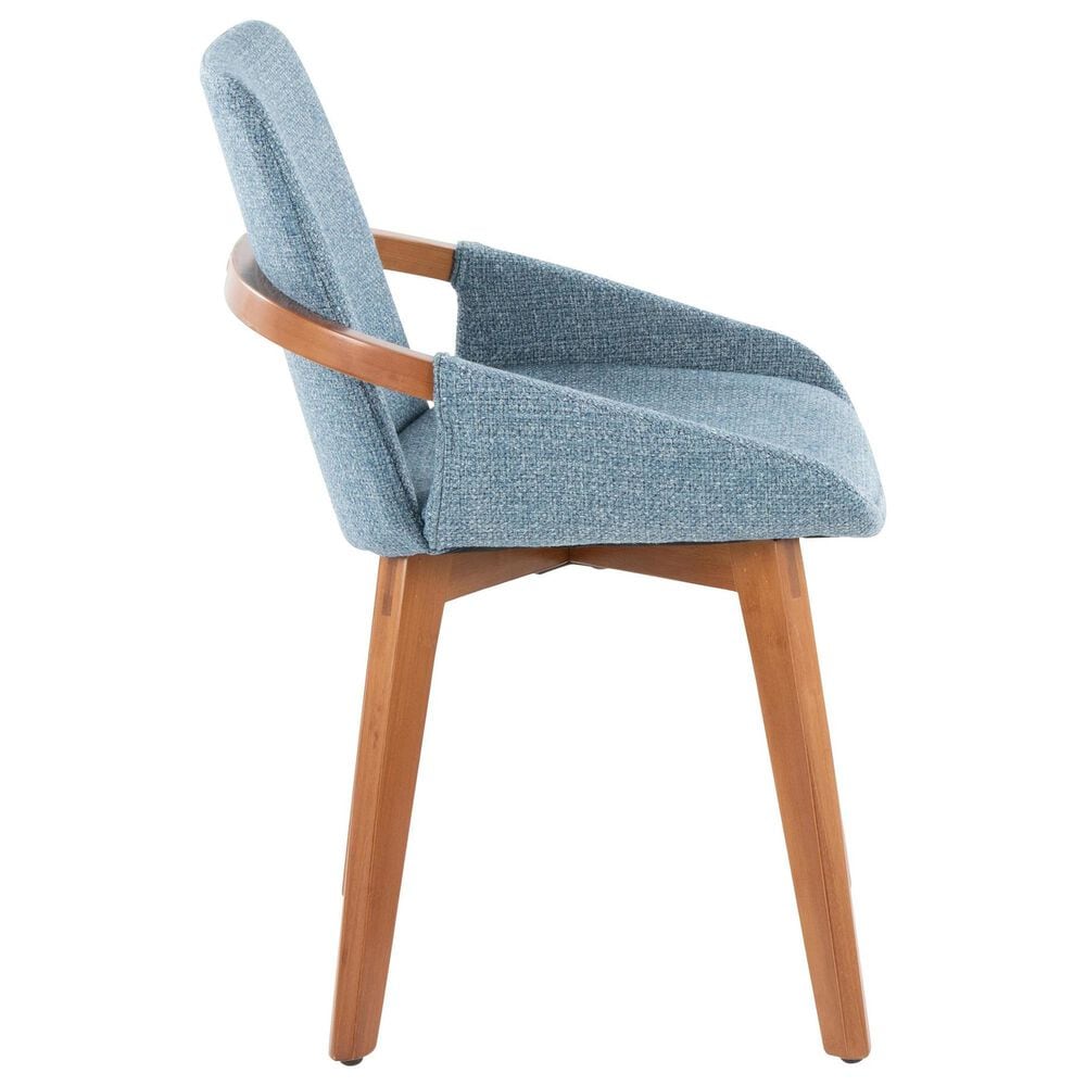LumiSource Cosmo Arm Chair with Blue Noise Fabric Cushion in Walnut, , large