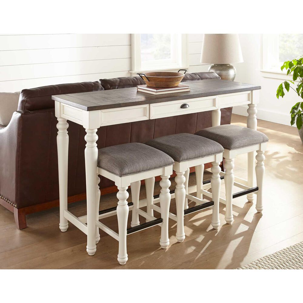 Steve Silver Jackson Sofa Bar with 3 Stool in White and Oak, , large