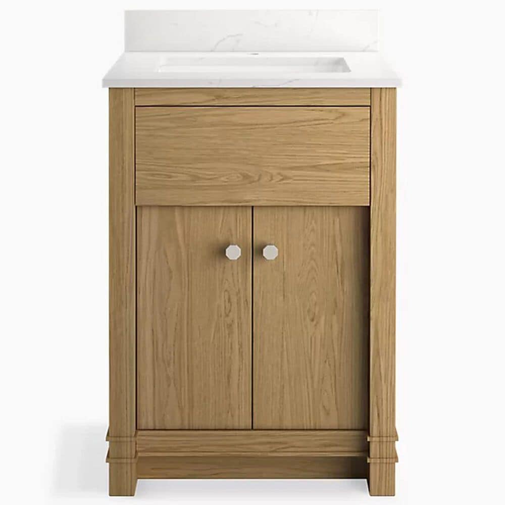 Kohler Alouette 24" Single Bathroom Vanity in Light Oak with 2 cm White Quartz Top and Rectangular Sink, , large