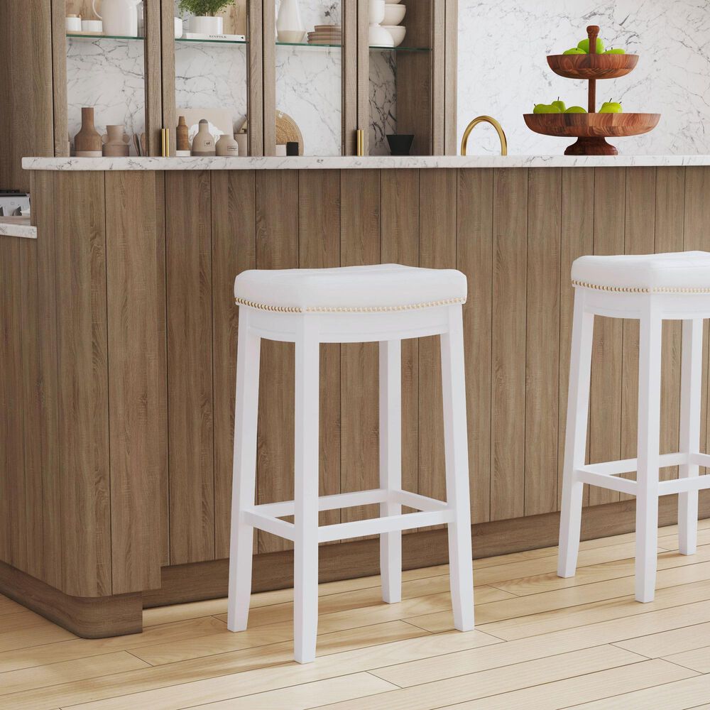 Linon Home Decor Claridge Bar Stool in Bright White, , large