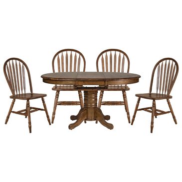 Belle Furnishings Carolina Crossing 5-Piece Oval Dining Set in Antique Honey, , large