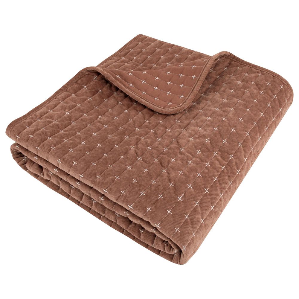 Levtex Velvet Stitch 50" x 60" Quilted Throw in Rust, , large