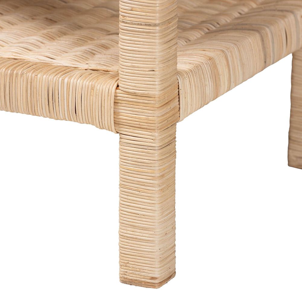 Baxton Studio Sumana Scallop Side Table in Natural, , large